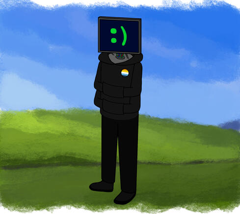 Perspective Practice A bit of perspective practice with my updated C0D3.3 design! This was my first piece done in Krita after using MSPaint for years, and I&#39;m pretty happy with how it turned out!